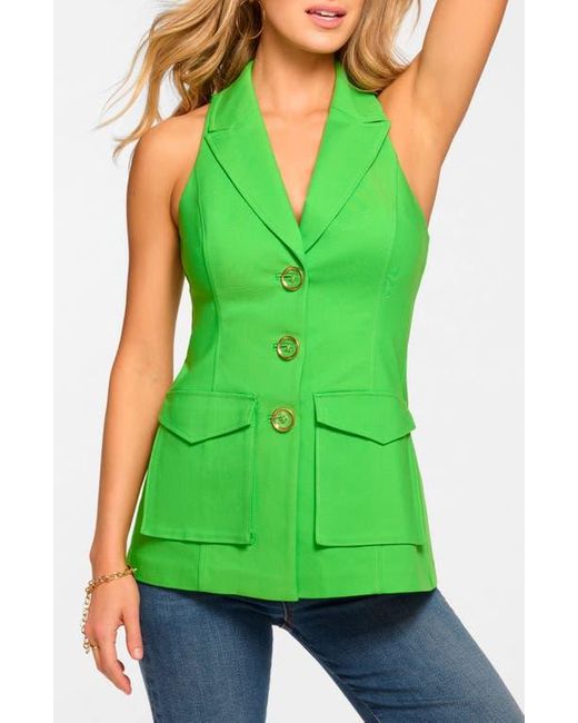 Ramy Brook Green Lisa Tailored Cotton Blend Vest