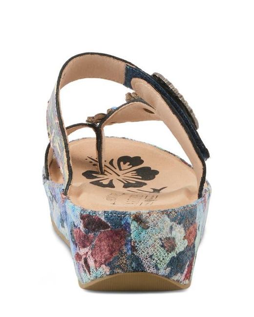 Spring Step White Blissbloom Platform Wedge Flip Flop