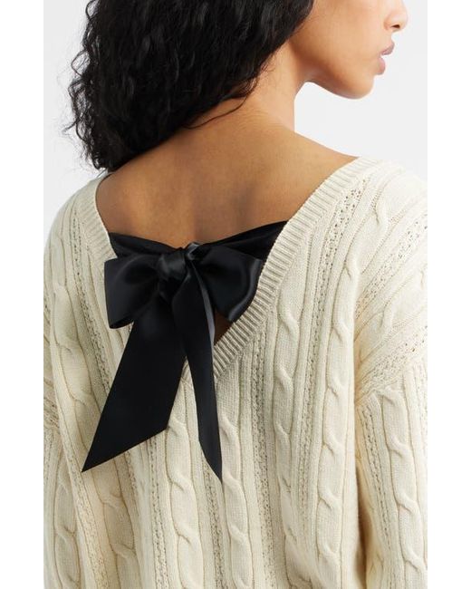 BP. Natural Bow Back Cable Knit Sweater