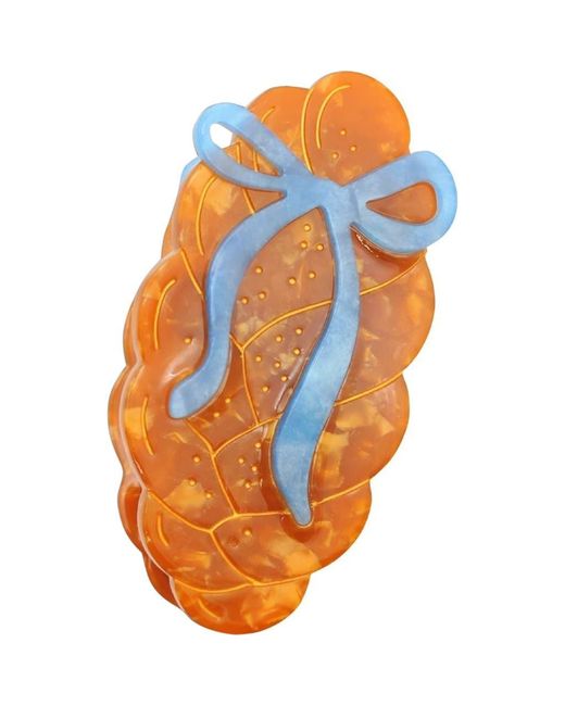 Solar Eclipse Orange Hand Painted Bow Challah Claw Clip