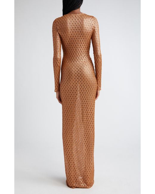 Missoni Multicolor Metallic Knit Plunge Neck Long Sleeve Cover-up Maxi Dress