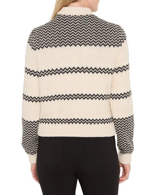NIC+ZOE Natural Zigzag Knit Bomber Jacket