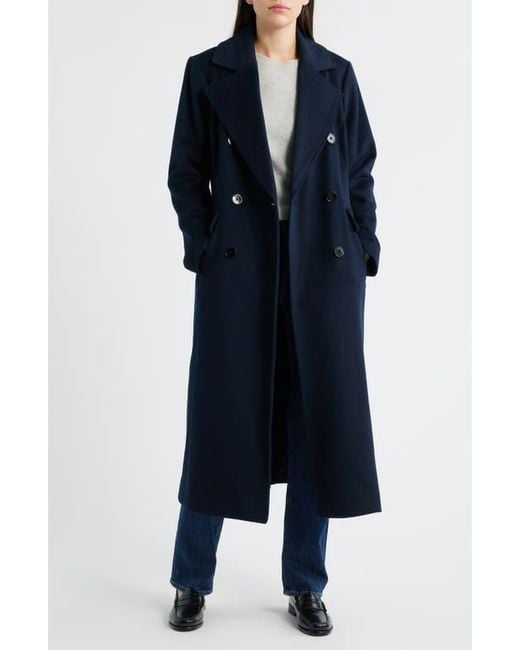 Michael Kors Blue Double Breasted Wool Blend Coat