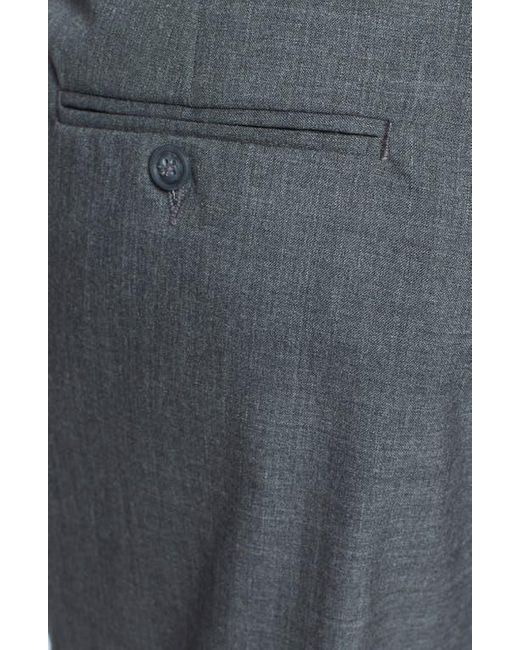 Berle Gray Self Sizer Waist Plain Weave Pleated Washable Trousers for men