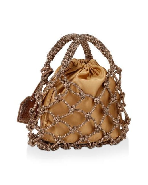 Kurt Geiger Brown Small Crystal Macramé Bag