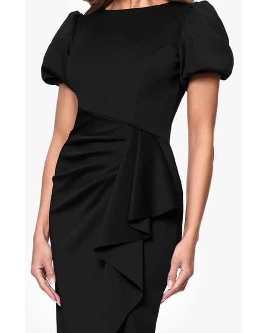 Xscape Evenings Puff Sleeve Sheath Cocktail Dress in Black | Lyst