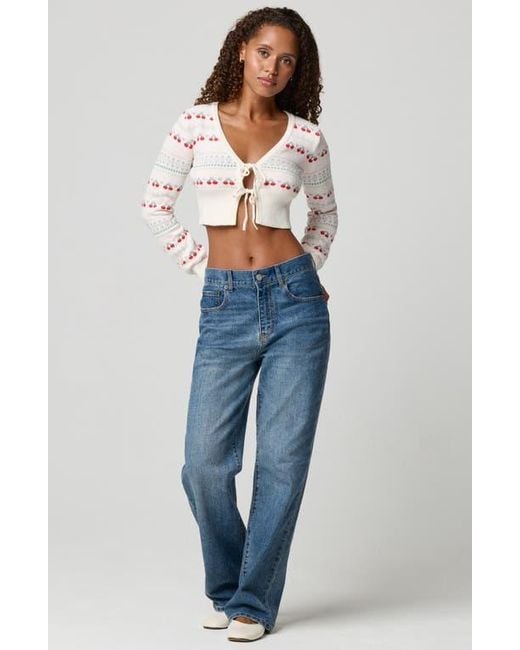 Florence By Mills Pink Cherry Crewneck Crop Sweater