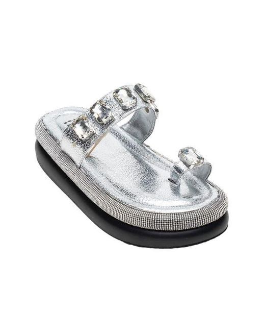 Prologue Shoes Metallic Evans Jeweled Platform Sandal