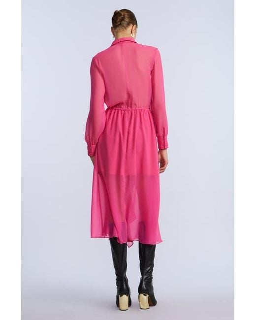 BCBGMAXAZRIA Pink Solid Ruffle Dress