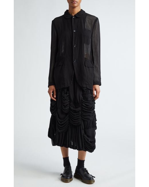Comme des Garçons Black Panel Ruched Georgette Midi Skirt