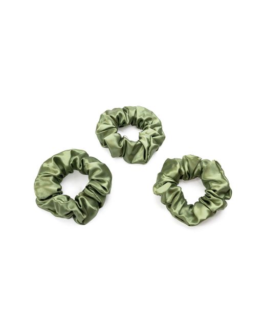 BLISSY Green 3-Pack Silk Scrunchies