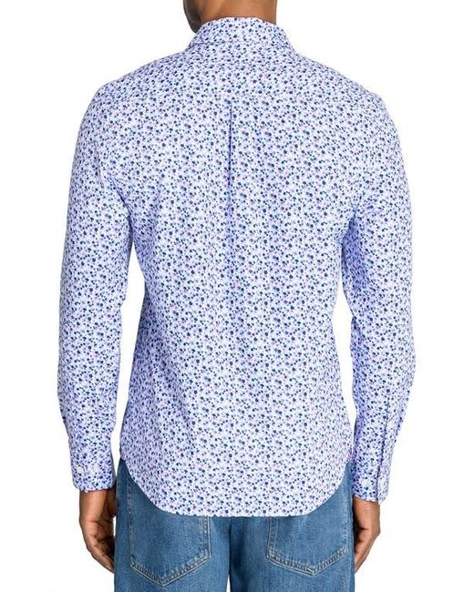 Con.struct Blue Slim Fit Ditsy Floral Recycled 4-Way Stretch Performance Long Sleeve Shirt for men