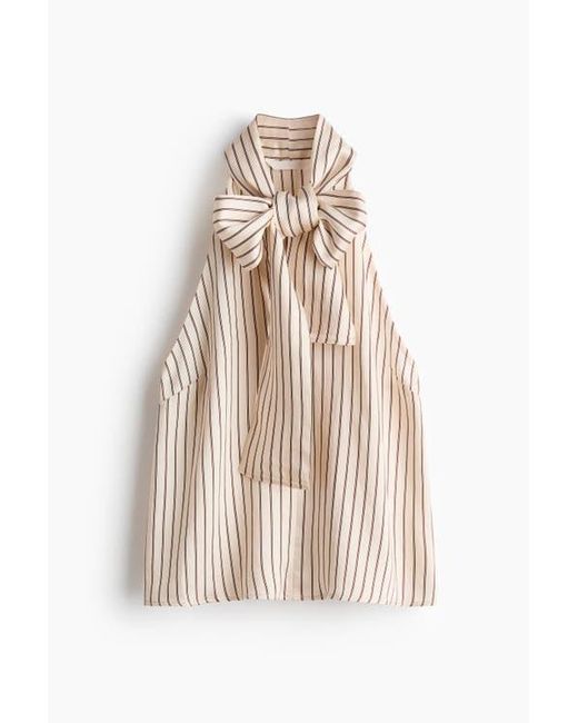 H&M Natural Bow-Collar Top