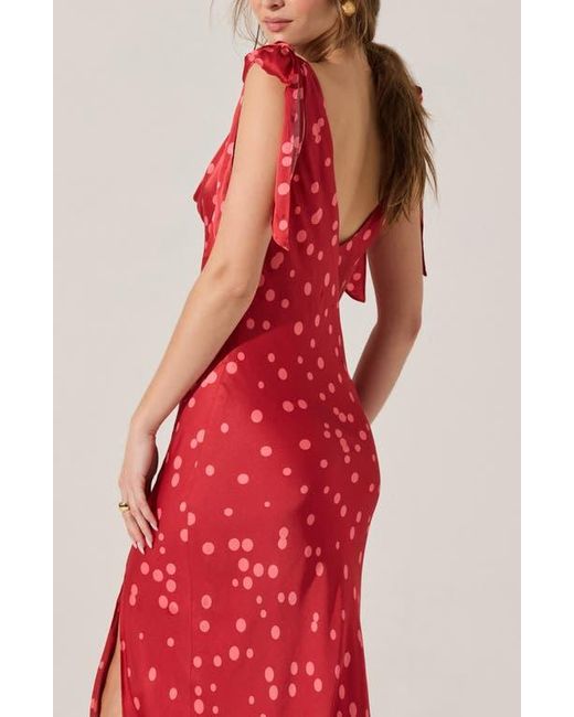 Astr Red Allexina Tie Shoulder Maxi Dress