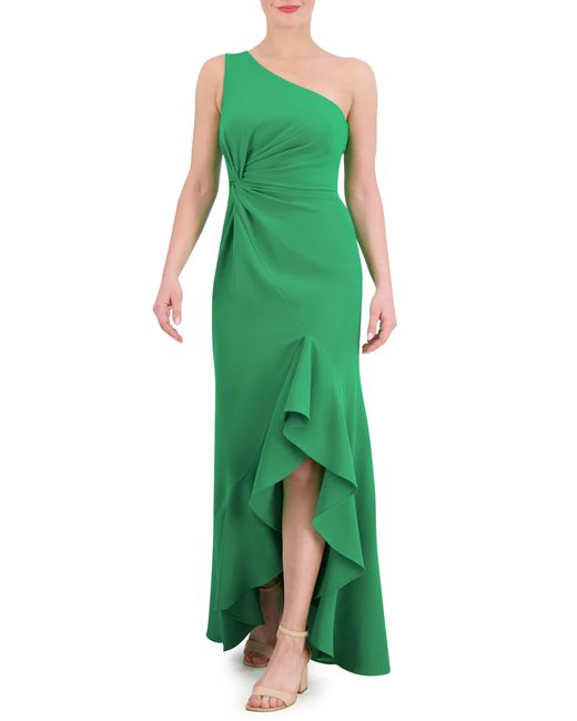 Vince Camuto Ruffle Detail One-shoulder High-low Gown in Green | Lyst