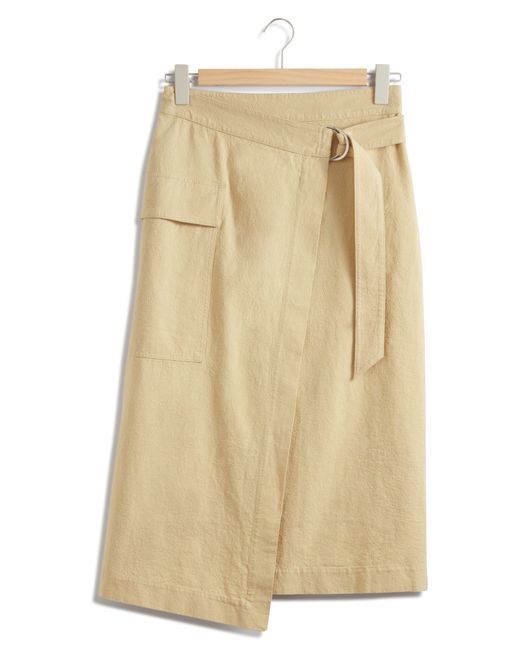 & Other Stories Natural & Belted Asymmetric Midi Skirt