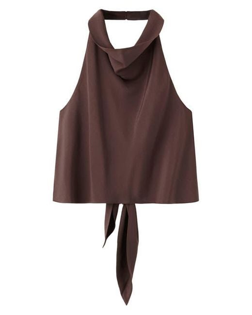 Mango Brown Drape Halter Crop Top