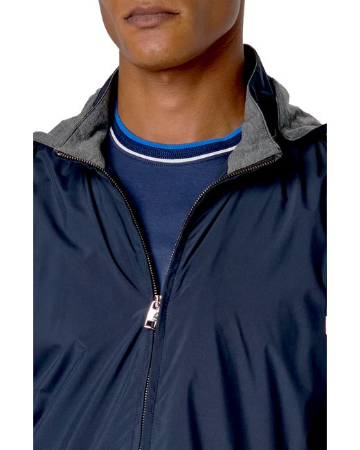 Bugatchi Blue Hooded Windbreaker Jacket for men