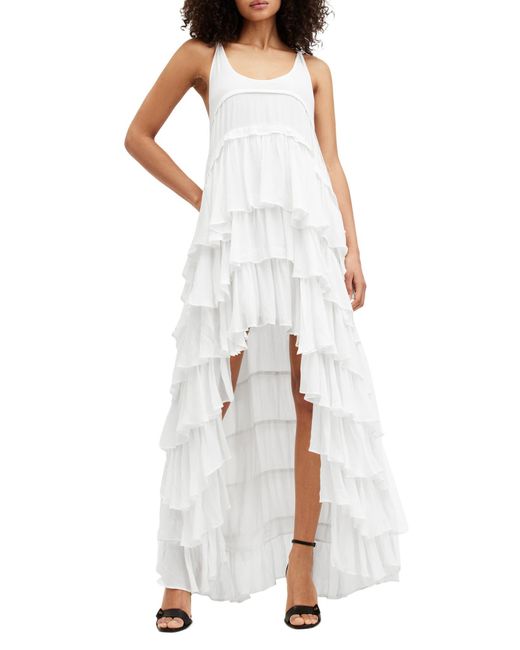 AllSaints White Cavarly Tiered High-low Dress