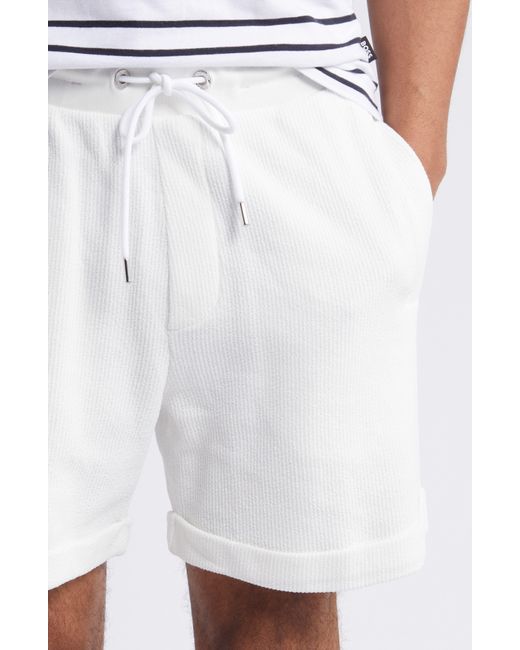 Boss White Lasdun Cotton Gauze Drawstring Shorts for men