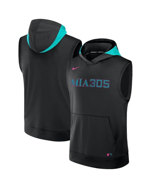 Nike Black Miami Marlins 2025 City Connect Authentic Collection Sleeveless Performance Pullover Hoodie for men