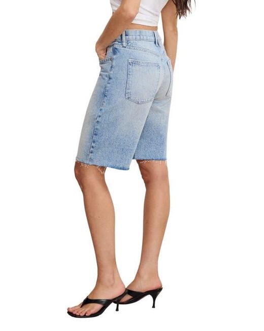 GOOD AMERICAN Blue Good Standard Raw Hem Denim Bermuda Shorts