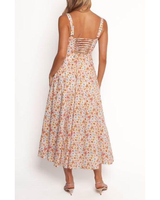 Petal & Pup Natural Wisteria Floral Sleeveless Midi Dress