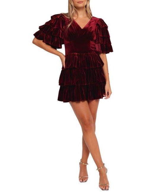 Petal & Pup Red Agnes Ruffle Velvet Tunic