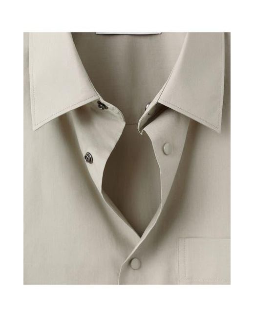 Mango Gray Relaxed Fit Solid Snap-Up Shirt for men