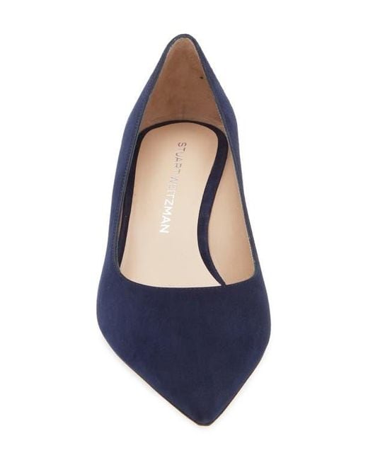 Stuart Weitzman Blue Stuart Power 50 Block Heel Pump