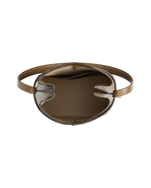 Totême  Brown Belted Lizard Embossed Leather Bucket Shoulder Bag