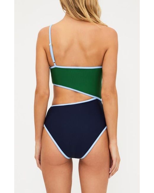 Beach Riot Green Liora Colorblock Rib One-Piece Swimsuit