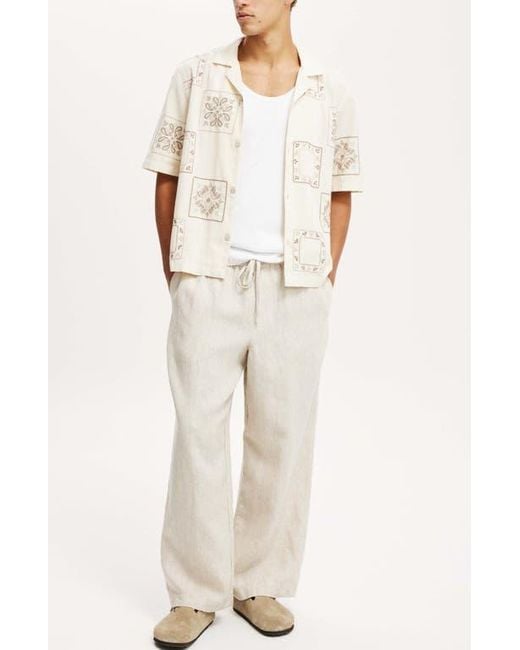 Cotton On White Super Baggy Linen Pant for men