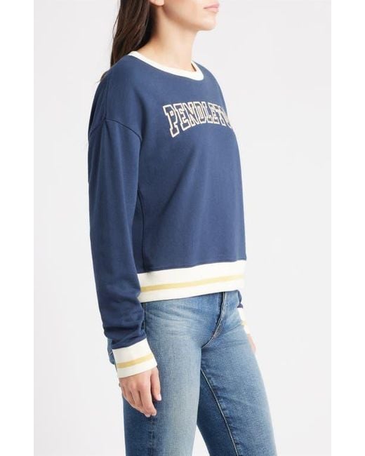 Pendleton Blue Logo Embroidered Cotton French Terry Sweatshirt