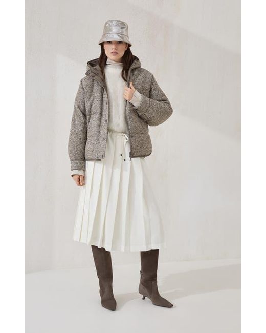Brunello Cucinelli White Pleated Track Skirt