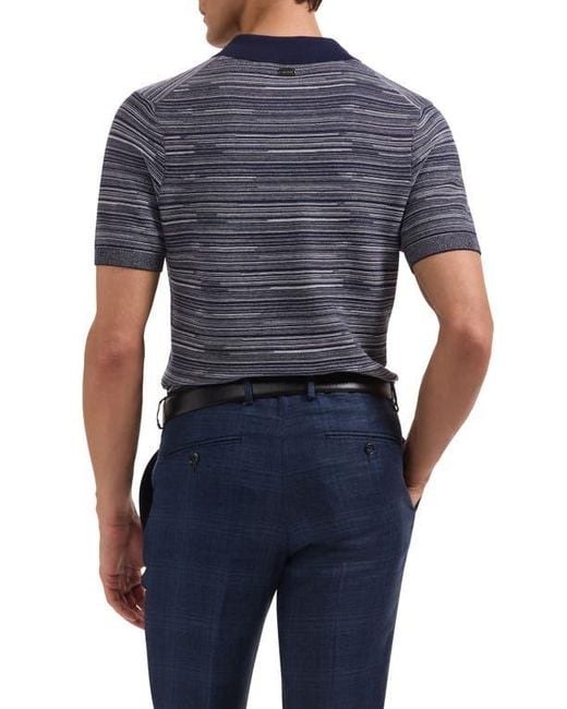 Bugatchi Blue Space Dye Polo Sweater for men
