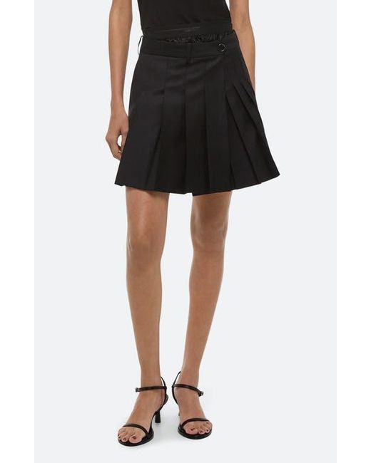 Helmut Lang Black Pleated Wool Skort