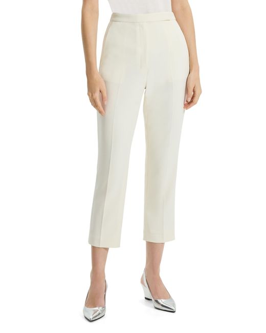 Theory Admiral High Waist Slim Fit Crop Pants in Natural | Lyst