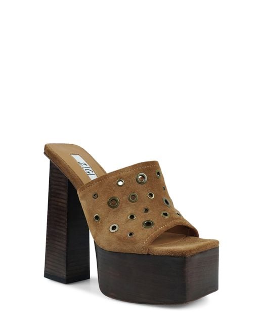 Zigi Brown Mix Platform Sandal