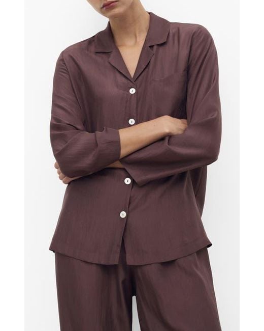 Mango Purple Silk Pajama Shirt