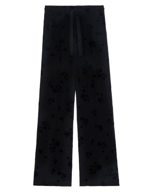 Zadig & Voltaire Black Poma Floral Satin Drawstring Waist Pants