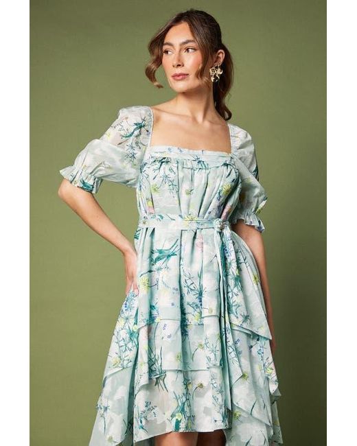 Coast Blue Short Sleeve Printed Chiffon Midi Dress