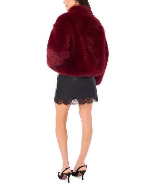 Vince Camuto Red Stand Caollar Faux Fur Jacket