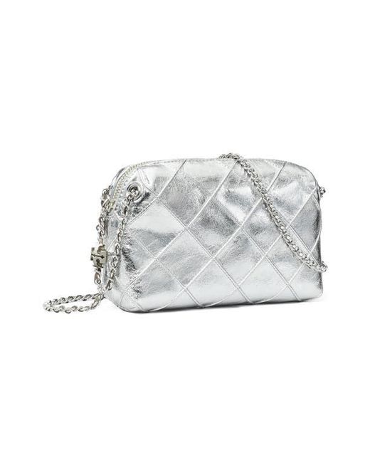 Tory Burch Gray Fleming Soft Metallic Leather Crossbody Bag