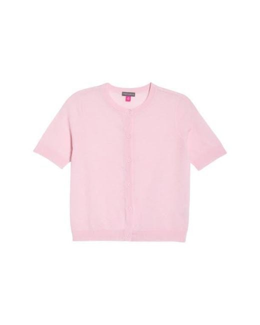 Vince Camuto Pink Sheer Short Sleeve Cardigan