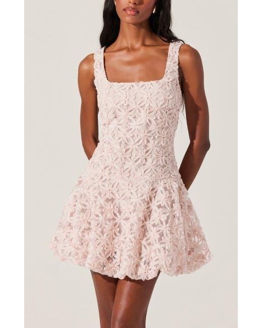 Astr Pink Fable Floral Soutache Minidress