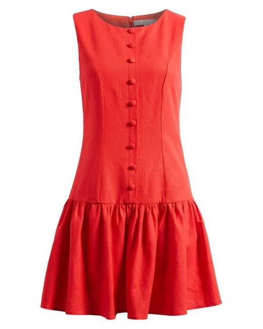 Wayf Red Martini Linen Blend Minidress