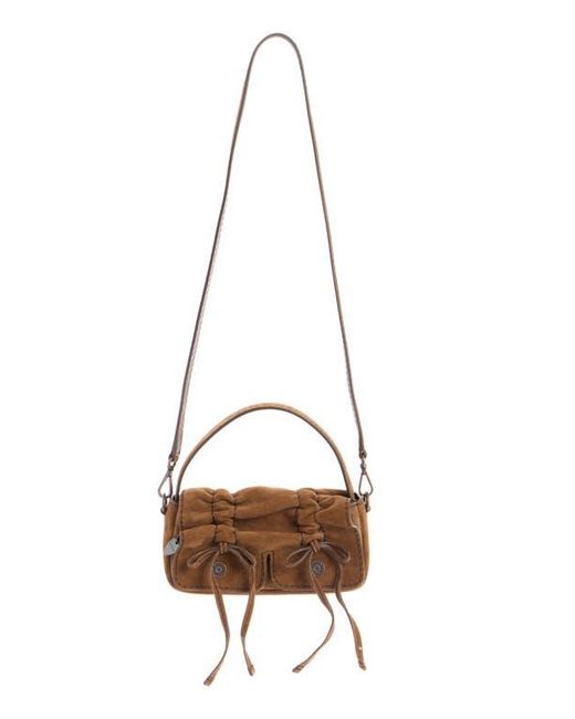 Acne Brown Micro Multipocket Suede Crossbody Bag