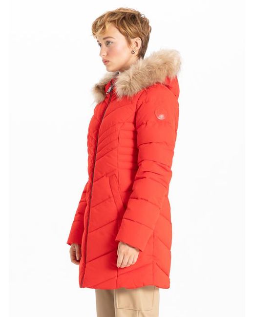 Point Zero Red Chevron Chic Parka