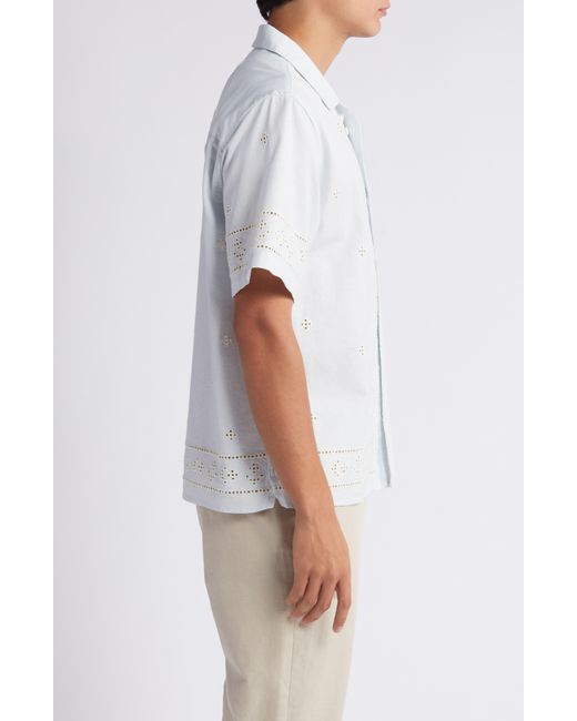 Wax London White Didcot Cotton & Linen Camp Shirt for men